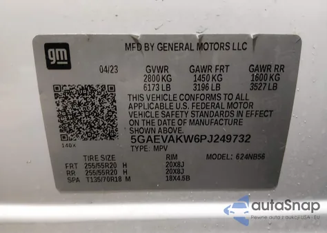 2023 Buick Enclave Essence Awd z USA, uszkodzony, nr VIN 5GAEVAKW6PJ249732